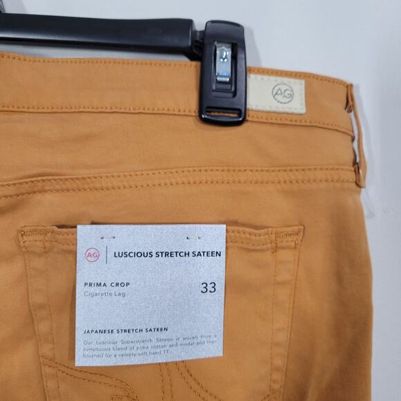 AG Jeans Prima Sateen Mid-Rise Crop Cigarette Pants Yellow Moro 32 - Picture 3 of 6
